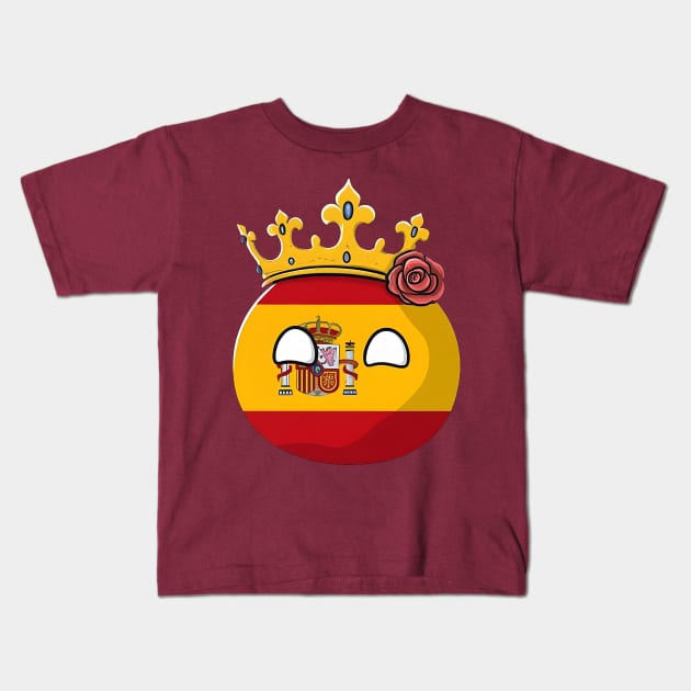 Spain Flag Queen King Monarch Rose Isabelle Spainish Polandball Countryball Kids T-Shirt by Polandball World